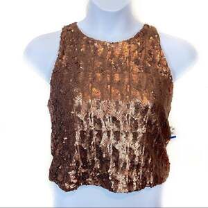 Sequin Crop Top Stretch Copper Disco Chic Bar III Dublin NWT Tank Top sz XL